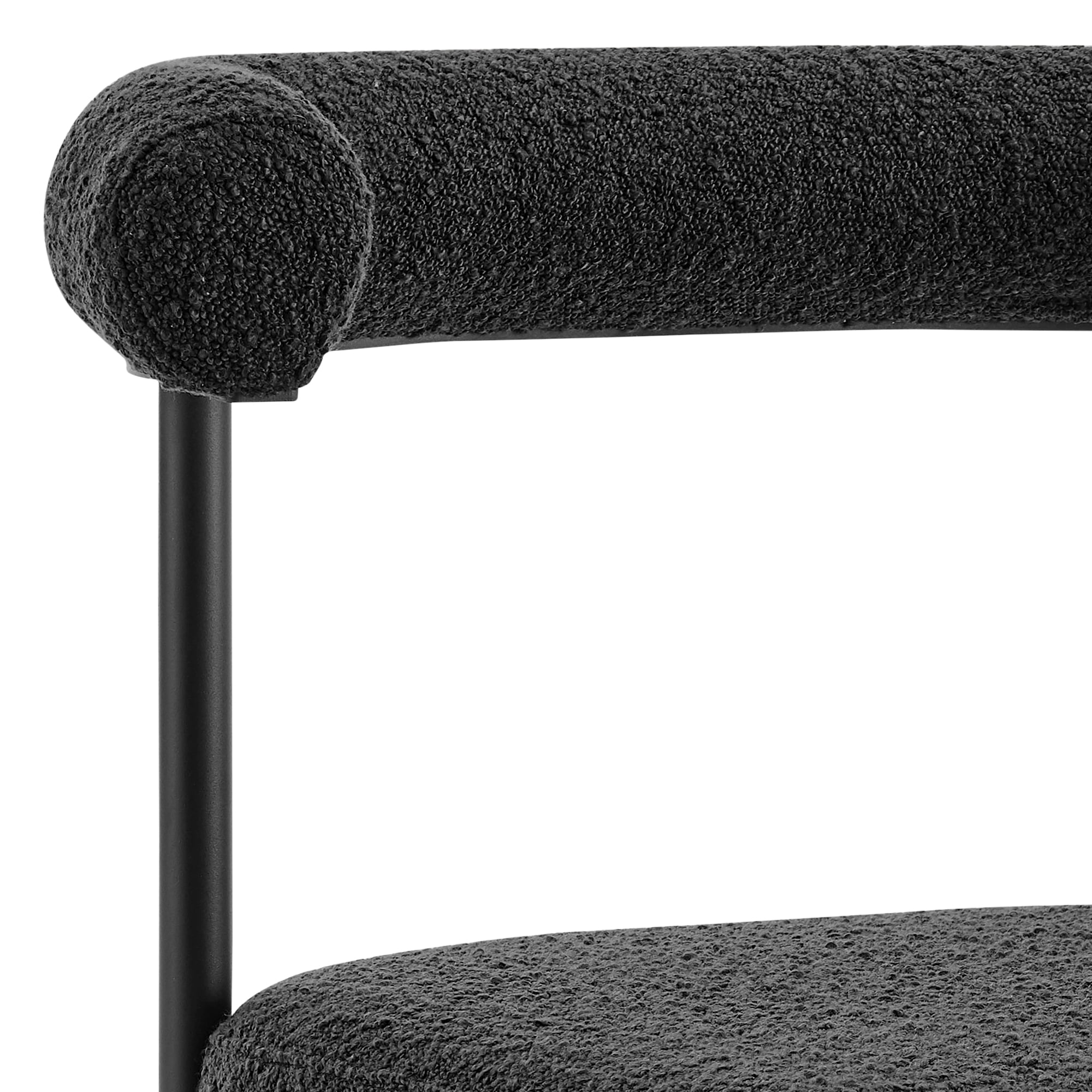 Veronica Shannon 5 Piece Round Glass Dining Table Set with Matte Black Iron and Black Fabric