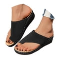 thumbnail image 1 of Dakaela Womens Leather Wedge Sandals Arch Support Orthopedic Flip Flops Non Slip Summer Walking Slides, 1 of 7