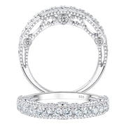 Wuziwen 3.5mm Eternity Wedding Bands for Women Vintage Sterling Silver CZ Stackable Ring Size 8