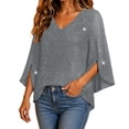 thumbnail image 2 of IUYRTFE Women's V-Neck Mesh Split Sleeve Top Glitter Party Blouse Loose Fit Evening Wear, 2 of 7