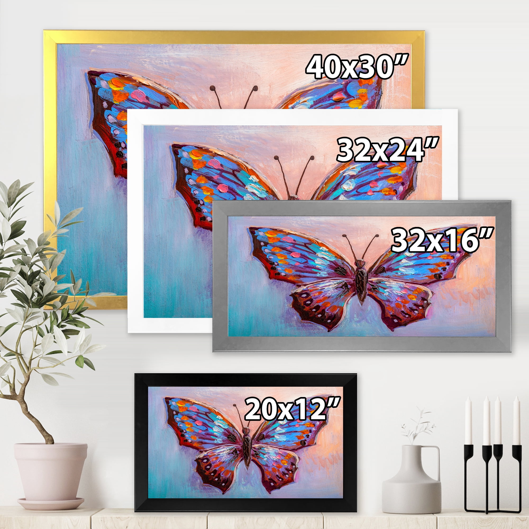 Designart 'Ancient Blue Butterfly II' Modern Framed Art Print