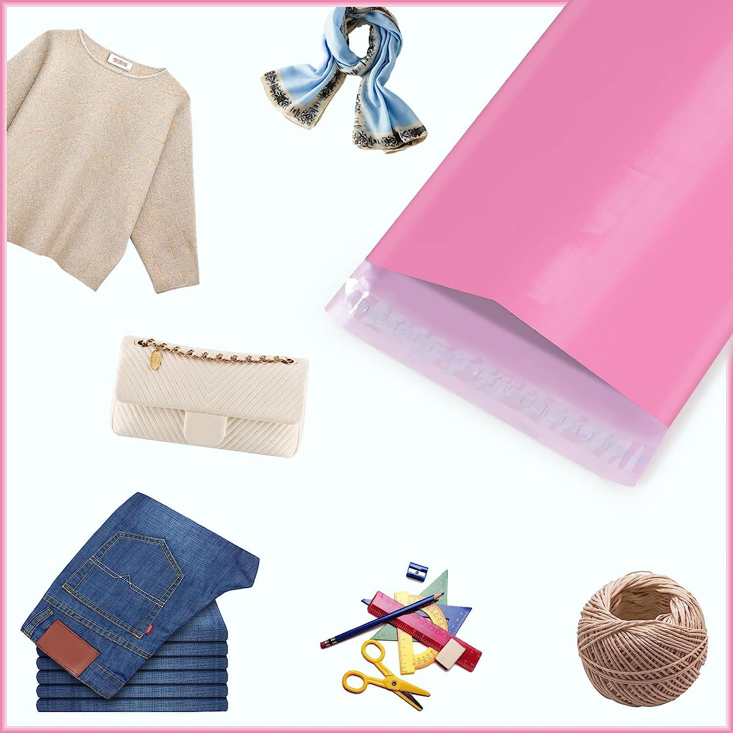 200 White Poly Mailers - 100 Each Of 10x13 & 12x15.5 Inch Shipping Bags