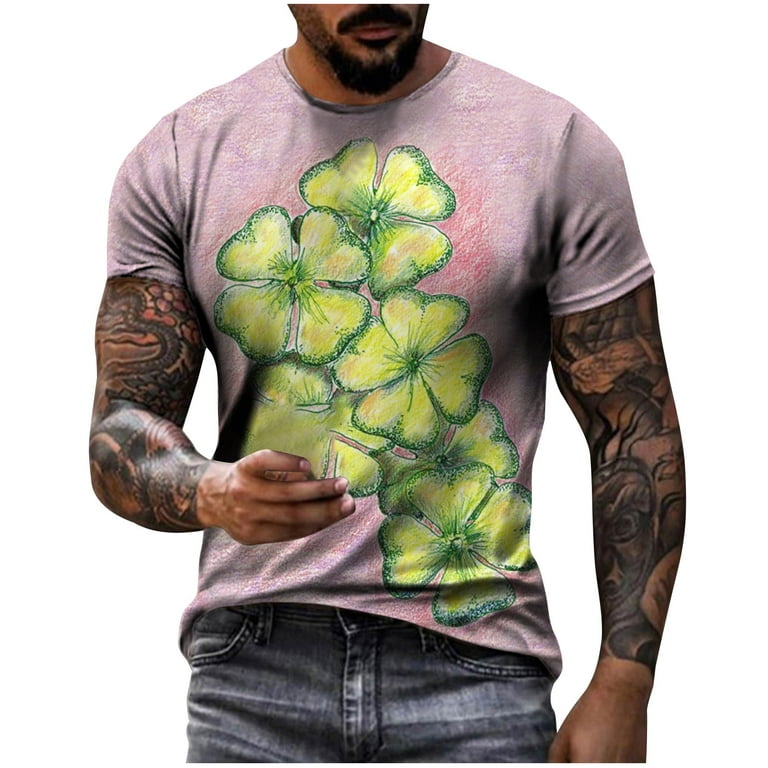 Aoochasliy Mens Shirts Clearance St. Patrick's Day 's Unisex Daily T Shirt  3D Graphic Clover Prints Short Sleeve Blouse 