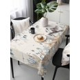 thumbnail image 2 of Blue Beige Coastal Rectangle Tablecloth, Beach Starfish Summer Eucalyptus Rustic Waterproof & StainResistant Tablecloth, Washable Oil-proof Table Cover for Dining/Party/Wedding/Buffet 54x108 In, 2 of 9