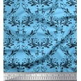 thumbnail image 1 of Soimoi Blue Poly Georgette Fabric Filigree Damask Printed Fabric 1 Yard 42 Inch Wide, 1 of 1