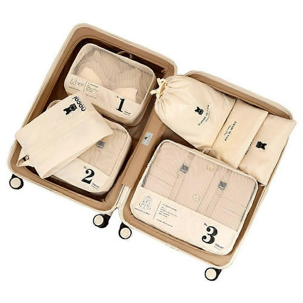 7-Piece Travel Packing Cubes Set for Suitcases - Large-Capacity Luggage Organizer Bags for Clothes, Underwear, and Accessories