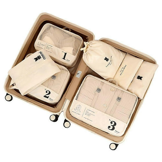 7-Piece Travel Packing Cubes Set for Suitcases - Large-Capacity Luggage Organizer Bags for Clothes, Underwear, and Accessories