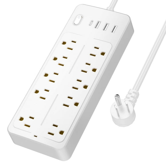Cshidworld Regleta de Alimentación 14 en 1 Surge Protector con Múltiples Enchufes, Puertos USB, para Hogar y Oficina, Negro