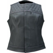Z1R Werk Womens Leather Motorcycle Vest Black LG
