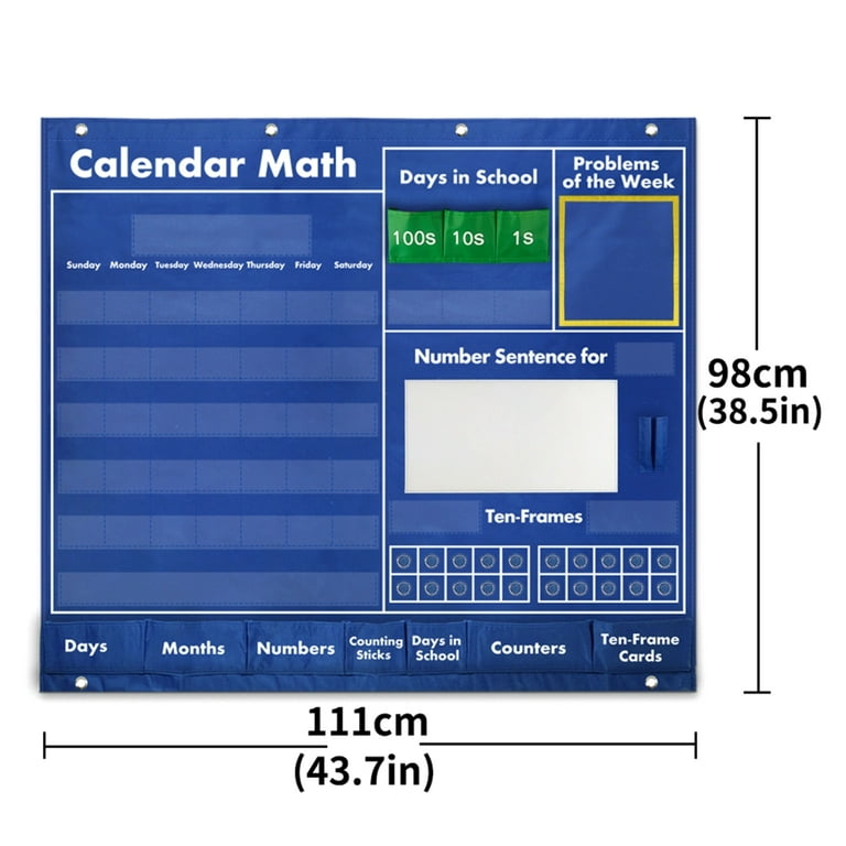 Calendar Math Pocket Chart Math Counting Pocket Chart with 249 Full-color Cards Classroom Pocket Chart for Kids Ages 3+