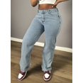 thumbnail image 3 of Women's High - Waisted Wide - Leg Jeans Loose Fit Retro Street Style Cotton Denim Classic Button Design Multiple Washes  Trendy Casual Pants for Daily  Streetwear Looks, 3 of 5