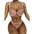 thumbnail image 4 of VISgogo Conjunto de lencería sexy de 2 piezas, sujetador transparente con patrones de corazón femenino + bragas para mujer, S/M/L/XL VISgogo moda, 4 of 8