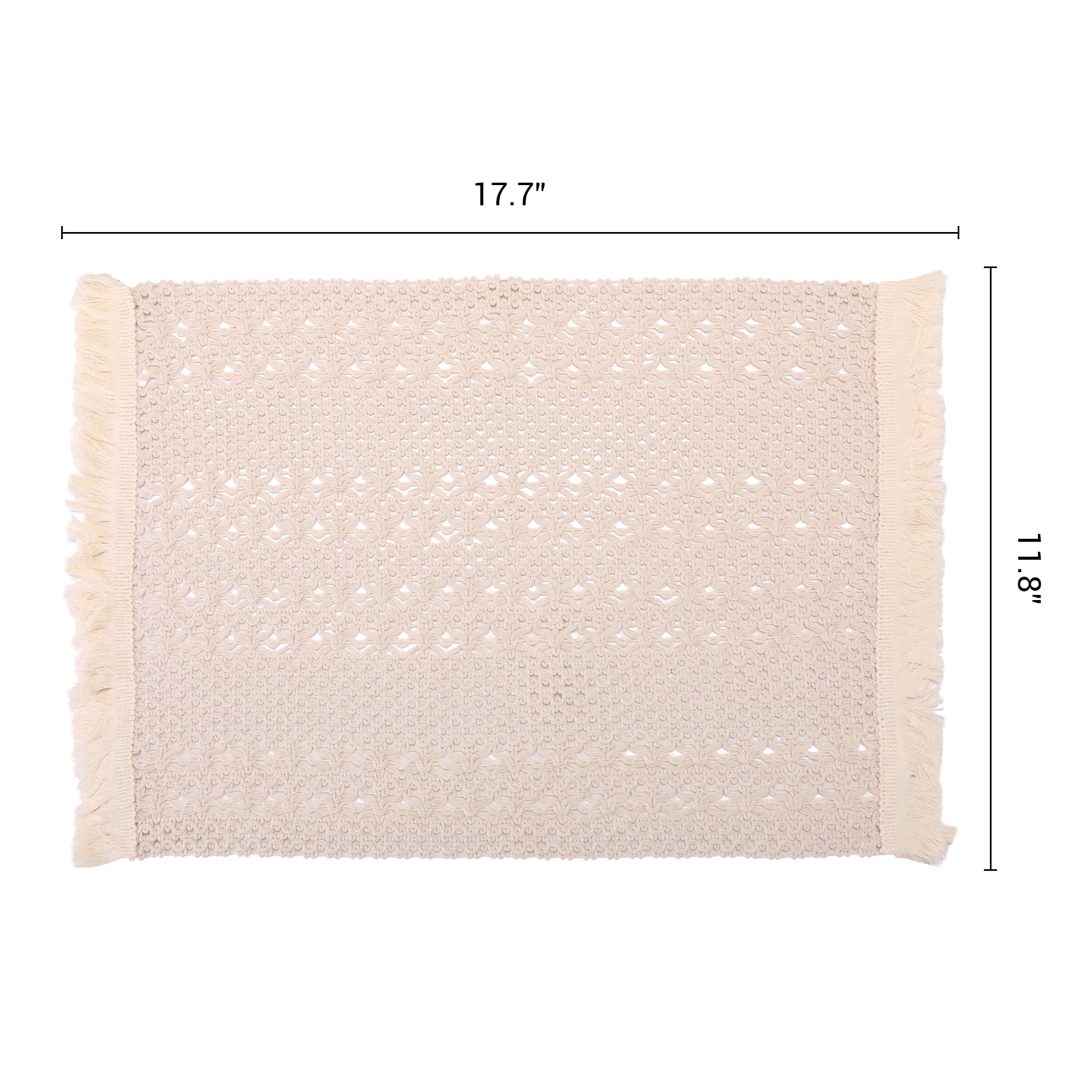 Unique Bargains 4pcs Cotton and Linen Washable Table Mats White 17.7"x13.8"