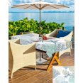 thumbnail image 3 of Ocean Outdoor Tablecloth Teal Blue Coral Rectangle Patio Tablecloths 60x84, Nautical Coastal Table Cloths with Umbrella Hole and Zipper, Summer Beach Starfish Table Cover for Outdoor Tables Garden, 3 of 5