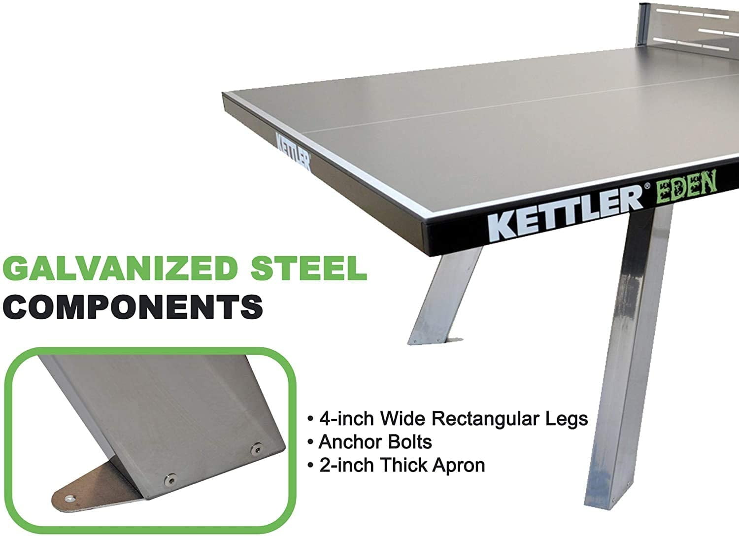 Kettler USA Table Tennis Table Net and Post Set Eden Tournament Grade Outdoor Table Tennis Table