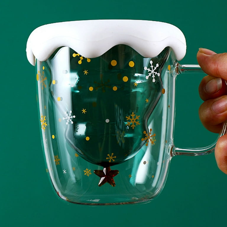 Heat Resistant Borosilicate Glass Prevalent Star Wish Christmas Tree Design Glass  Cup Mug with Food Grade Silicone Lid - China Glassware and Mug price