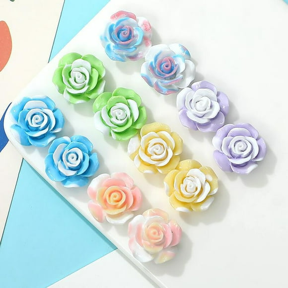 10 Pcs/Set Flower Resin Accessories Plant Exquisite Workmanship Rose Gradient Craft Decoration Accessories DIY Handmade Night Light Clear Texture Earrings DIY Jewelry Accessories DIY Phone Case