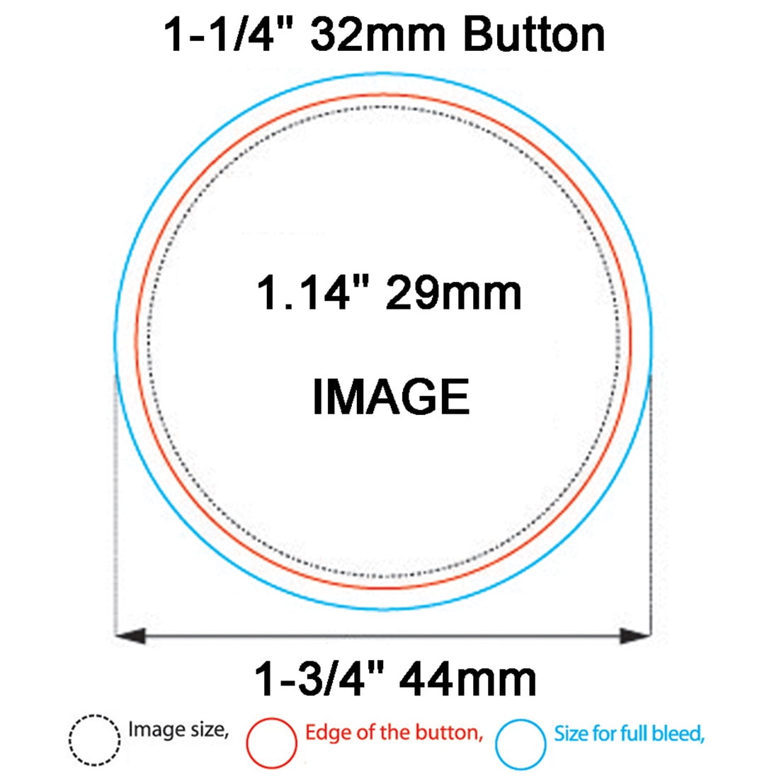 INTBUYING 100set 1.26in/32mm Round Badges Pin Back Button Metal for DIY Craft