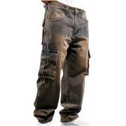 Lovzfmll Men's Jeans, Outdoor Casual Trousers with Multiple Pockets, Full Length Denim Work Pants, Relaxed Fit Comfort Fall Clothes