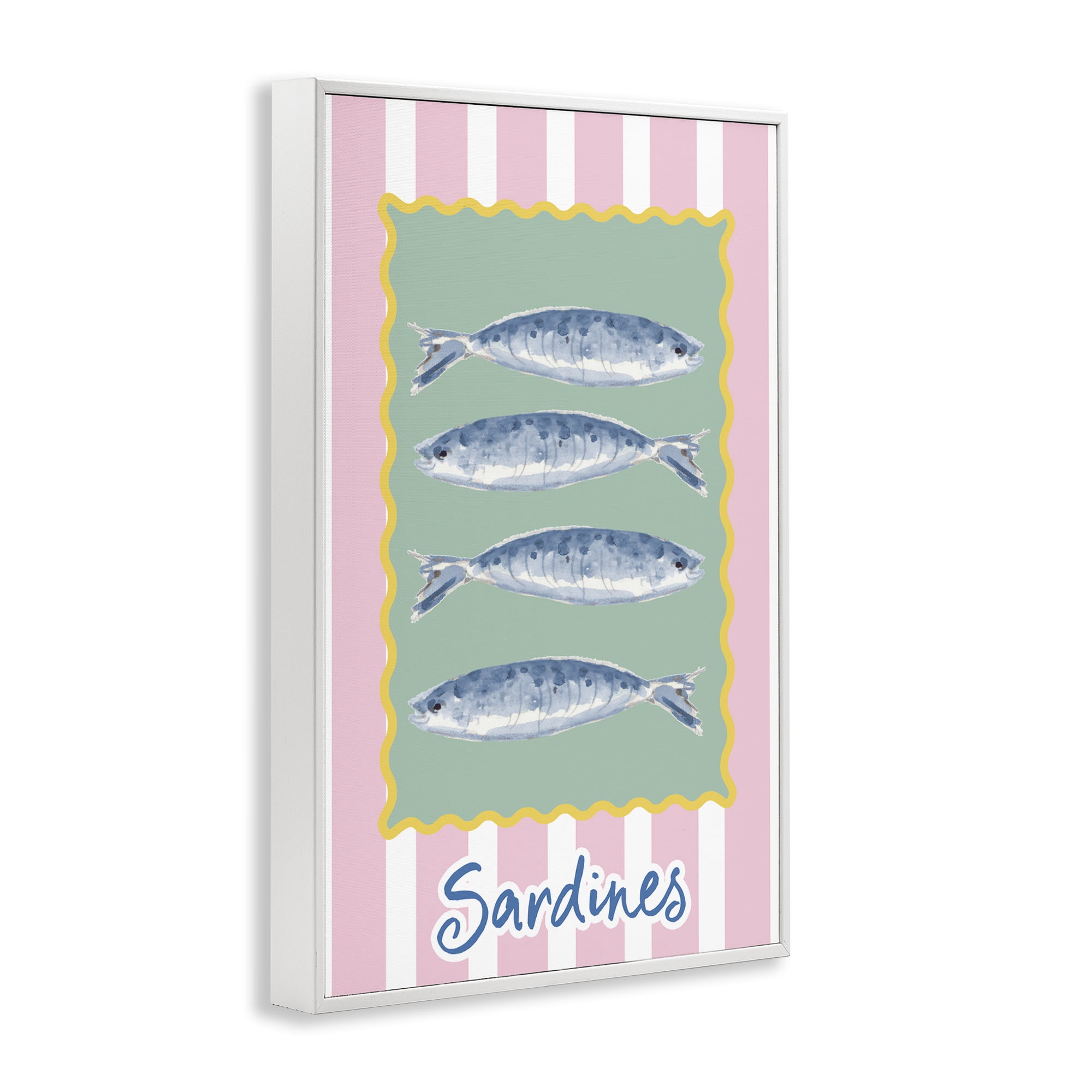 Stupell Industries Pastel Striped Sardines White Framed Giclee Art, design by Patricia Pinto