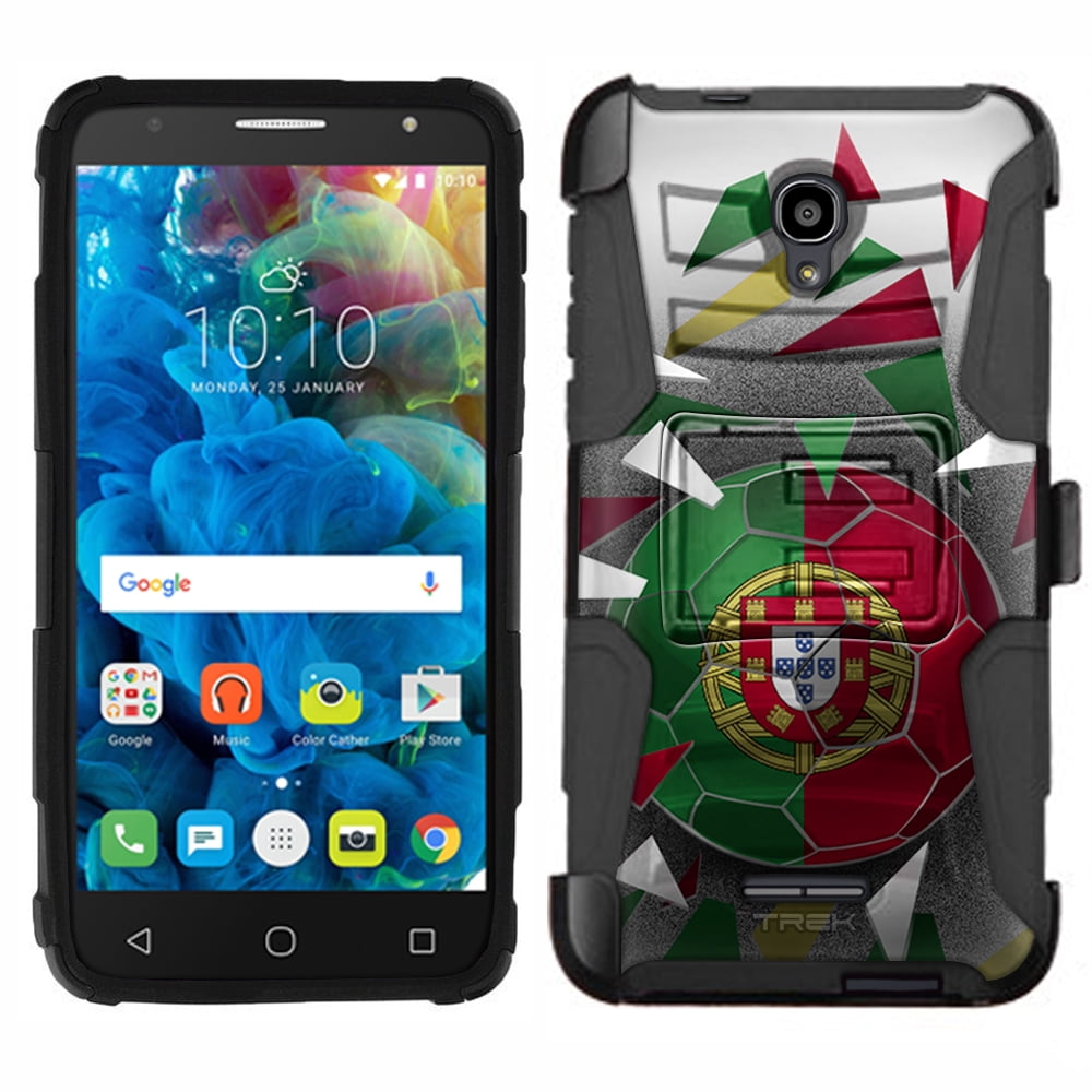 Alcatel Fierce 4 Armor Hybrid Case Soccer Ball Portugal Flag by Trek Media Group