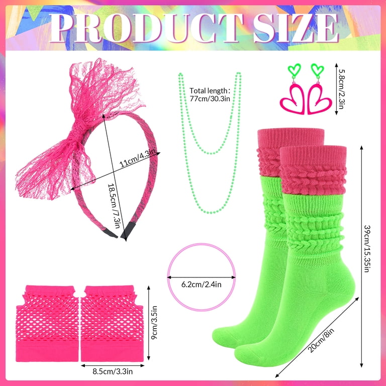sixwipe, 80s Accessories for Women, 16 Pcs, Neon Costume Set  display picture 3