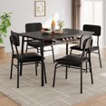 thumbnail image 1 of 5-Piece Black Dining Table Set for 4, Kitchen Table with Storage Rack and 4 Upholstered Chairs, Wood Tabletop & Heavy-Duty Metal Frame, Space-Saving Dining Room Furniture for Small Space and Apartment, 1 of 6