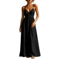 thumbnail image 2 of Aimik Women's Wrap Waist Maxi Sundress Summer Spaghetti Strap V Neck Solid Maxi Sundress Loose Airy Casual Vacation Long Dress, 2 of 6