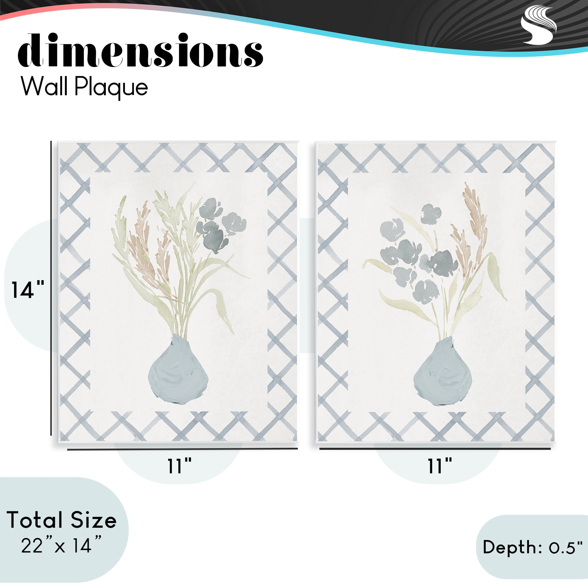 Stupell Industries Subtle Blue Anna Bouquets 2 Piece Wall Plaque Art Set, design by Lucille Price