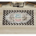 thumbnail image 1 of Saying Decorative Rug, Think Thoughts Message with Rainbow Colored Letters on Chevron Zigzag Lines, Quality Carpet for Bedroom Dorm and Living Room, 6 Sizes, Taupe Cream, by Ambesonne, 1 of 1