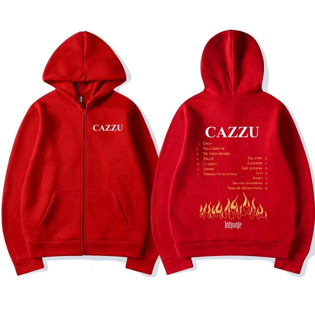 Cazzu Inspired Zip-Up Hoodie - Unisex Fleece Oversized Gothic Hip Hop Wear Winter,4XL,3