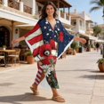 thumbnail image 4 of Xixirimido American Flag Daisy Floral Print Kaftan Dresses for Women Plus Size V-Neck Moo Moos Batwing Sleeve Caftan Beach Dress Bathing Suit Cover-Up Loungewear, 4 of 7