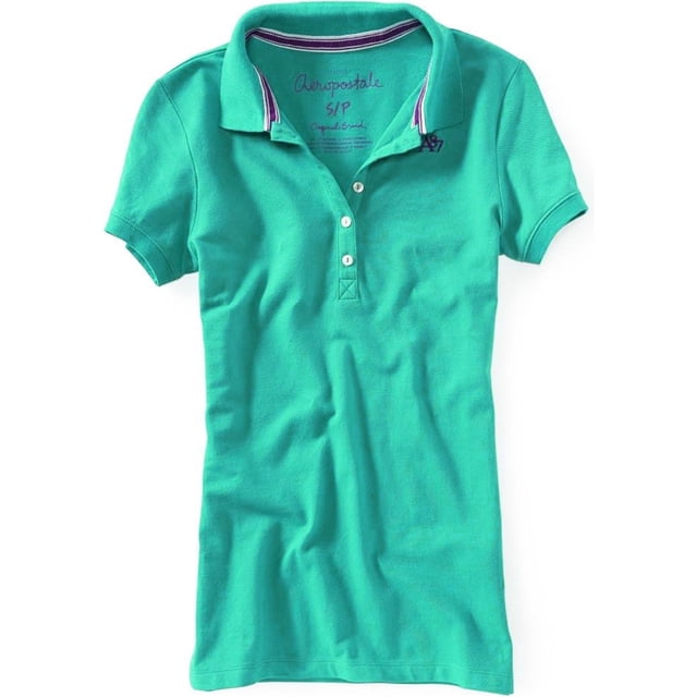 Aeropostale A87 Polo de 5 botones para mujer, verde, pequeño