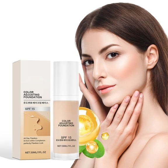 Lenkho Color Changing Foundation for Mature Skin, Smart Adaptive Foundation with SPF15, Instantly Blends to Natural Skin Tone for Smooth & Healthy-Looking Finish, Buildable Coverage