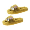 thumbnail image 2 of Women Plush Slippers Anti Slip Floor Slippers Breathable Slip on House Shoes Yellow 36, 2 of 8