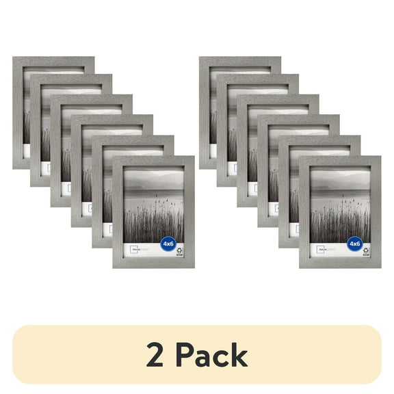 (2 pack) Mainstays 4x6 Linear Gallery Wall Picture Frame, Gray, Set of 6