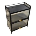 thumbnail image 1 of Étagère de Rangement Multifonctionnelle à 3 Niveaux, Armoire de Rangement de 60cm de Largeur avec Portes Rabattables (Noir), 1 of 4