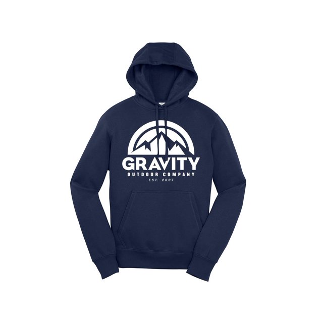 Mens Gravity Outdoor Co. Hooded Sweater - True Navy - White Logo - 2XL