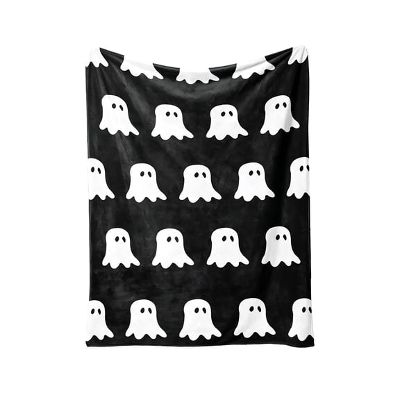 SLYNSHome Halloween Ghost Patterned Blanket,Soft Plush Throw, Cozy Nap Blanket for Sofa Bedroom Living Room Holiday Decor,100x150cm
