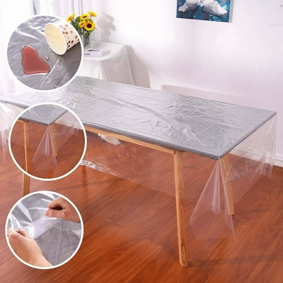 Waterproof And Oil-Proof Transparent Plastic Tablecloth Cover For Dining Tables,