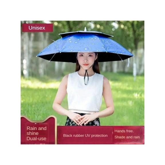 1PCS/2PCS Drooping Fishing Hat Umbrella, 27.17inch Adult Hat Umbrella, Head-Wearing Umbrella Men And Women Outdoor Folding Sun Umbrella