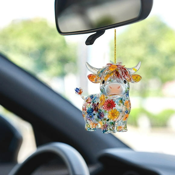Chmadoxn Décoration pour la Maison, Décoration de Chambre, Décoration Murale Attrapeur Couleur Pendentif Taureau Acrylique Pendentif Décoratif 2D Little Cow Pendant