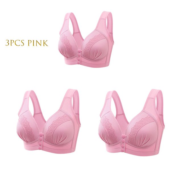 3 uds recién llegado de gran tamaño botón frontal cómodo sujetador para reunir sección delgada transpirable sin anillo de acero ropa interior de mujer 105 Tan Jianjun unisex