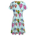 thumbnail image 5 of Hot Air Balloons Sundress Short Sleeve Dress Summer Women Clothes Dress for Women Dresses, 5 of 7