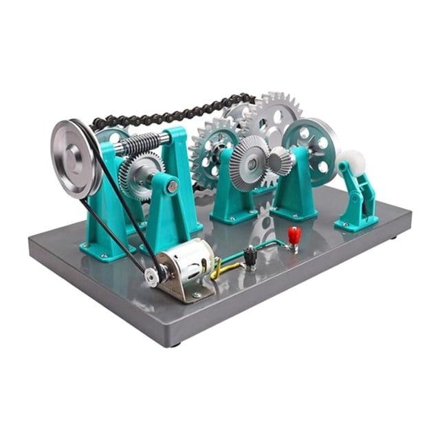 Modelo de transmisión de engranajes mecánicos, instrumento de física, robusto y portátil, ideal para la enseñanza de ciencias en aulas y escuelas.