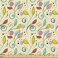 thumbnail image 1 of Abstract Fabric by the Yard, Illustration of Colorful Leaves Polka Dots Strokes and Curves, Upholstery Fabric for Dining Chairs Home Decor Accents, Eggshell and Multicolor by Ambesonne, 1 of 5