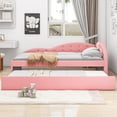 thumbnail image 2 of DSstyles Twin Size Modern Daybed, Upholstered Tufted Bed Frame With 2 Drawers Cloud Shaped Guardrail Headboard No Spring Box Needed Wooden Slat Support For Bedroom Living Room Guest Room, 2 of 9