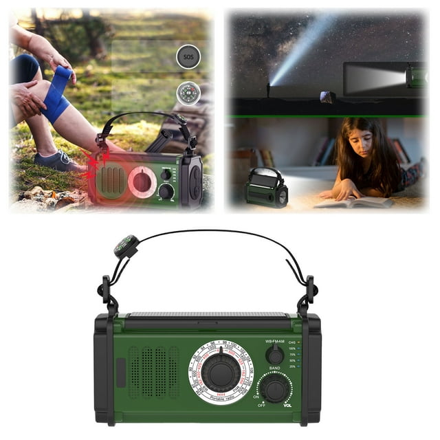BotaniNest Emergency Weather Radio 10000mAh Portable Battery Hand Crank AM/FM Type C Phone Charger Flashlight Reading Lamp Alert,Integrated Device: Radio + Flashlight + Mobile Power