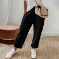 thumbnail image 2 of DeHolifer Cargo Pants for Women Cotton Capri Elastic Waist Trousers Cropped Bottoms Casual Lightweight Summer Black S, 2 of 7