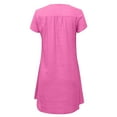 thumbnail image 5 of Women's Shift Dress V-Neck Short Sleeve Cotton Line Dresses Solid Color Loose Fit T-Shirt Tunic Short Dres, 5 of 8